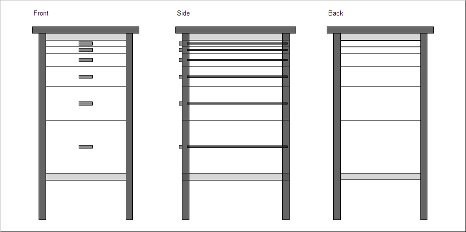 Plan for the Fibonacci chest created from a list of components using Excel/VBA macros and drawing objects